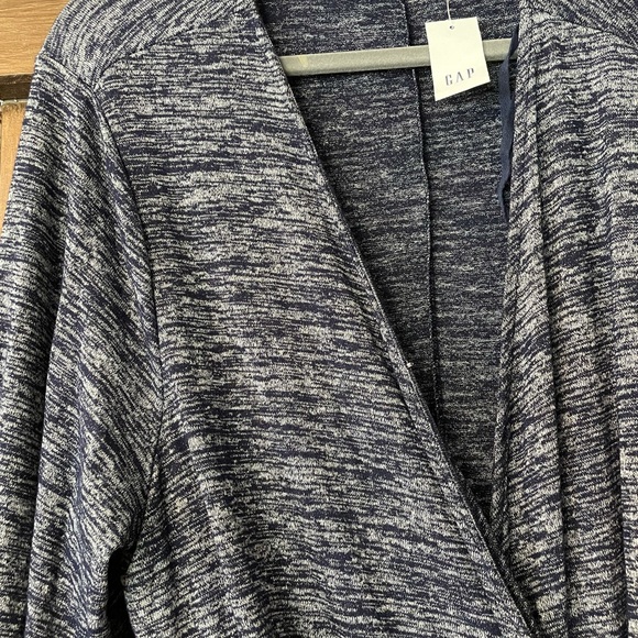 GAP Knit Stretch Wrap Dress. Marled Heather Blue. - Picture 2 of 2
